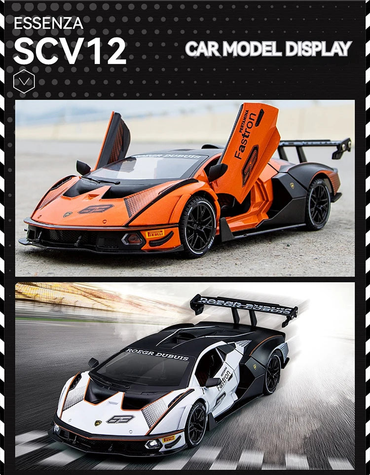 Modelo de Carro Diecast Lamborghini SCV12 em Escala 1:24