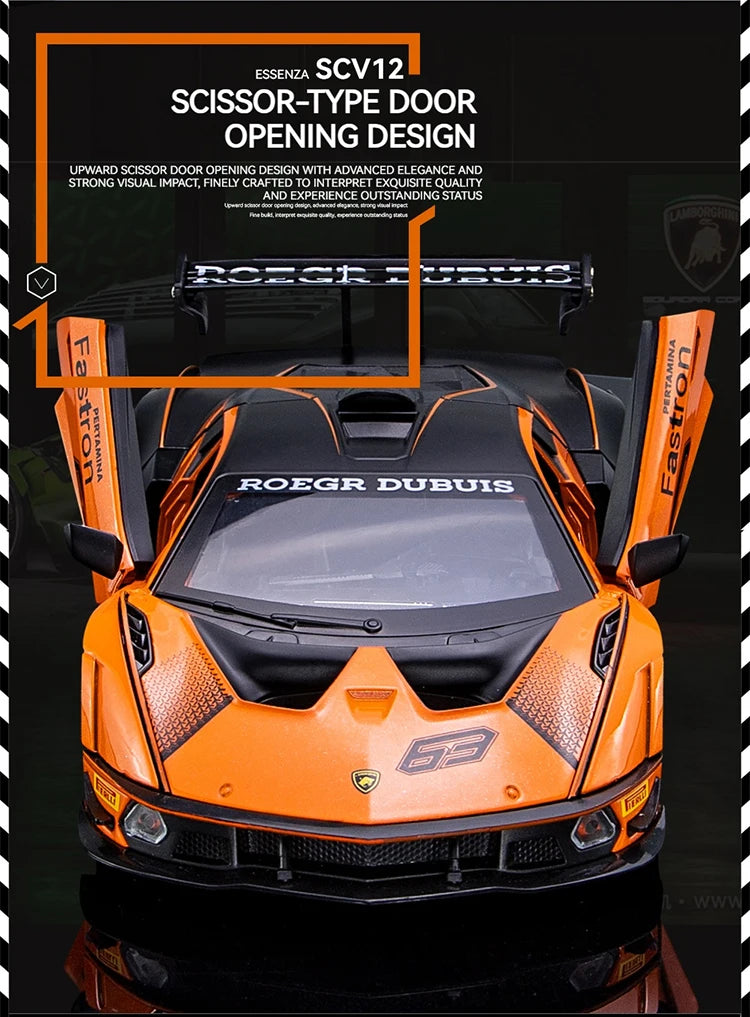 Modelo de Carro Diecast Lamborghini SCV12 em Escala 1:24