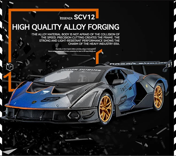 Modelo de Carro Diecast Lamborghini SCV12 em Escala 1:24